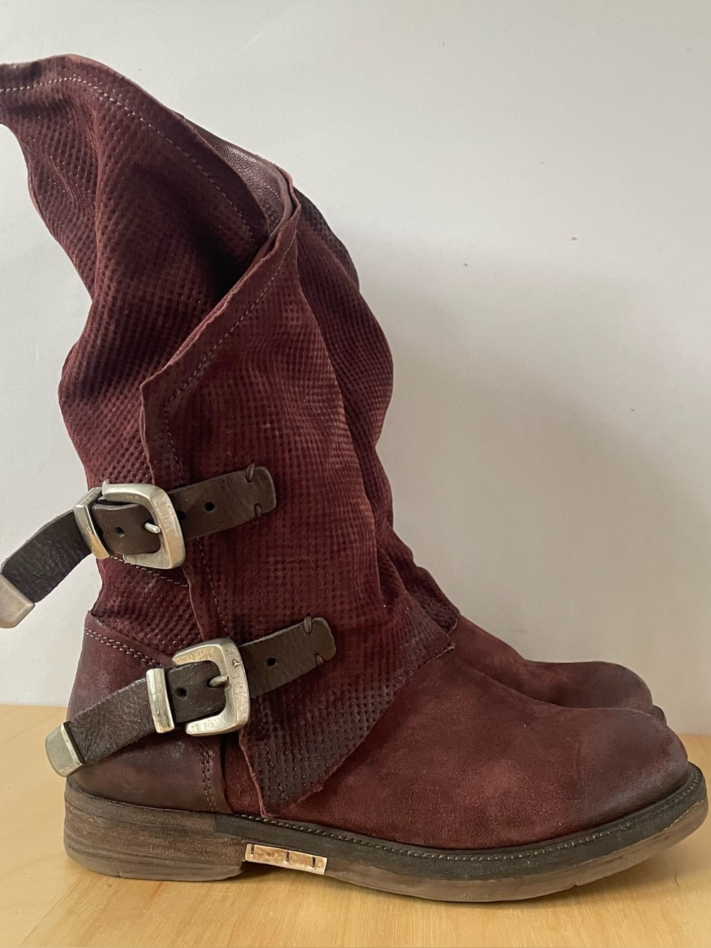 A.S.98 burgundy leather mid-calf boots | EU 40